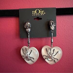 nOir Jewelry | Halloween Spider & Skull Earrings